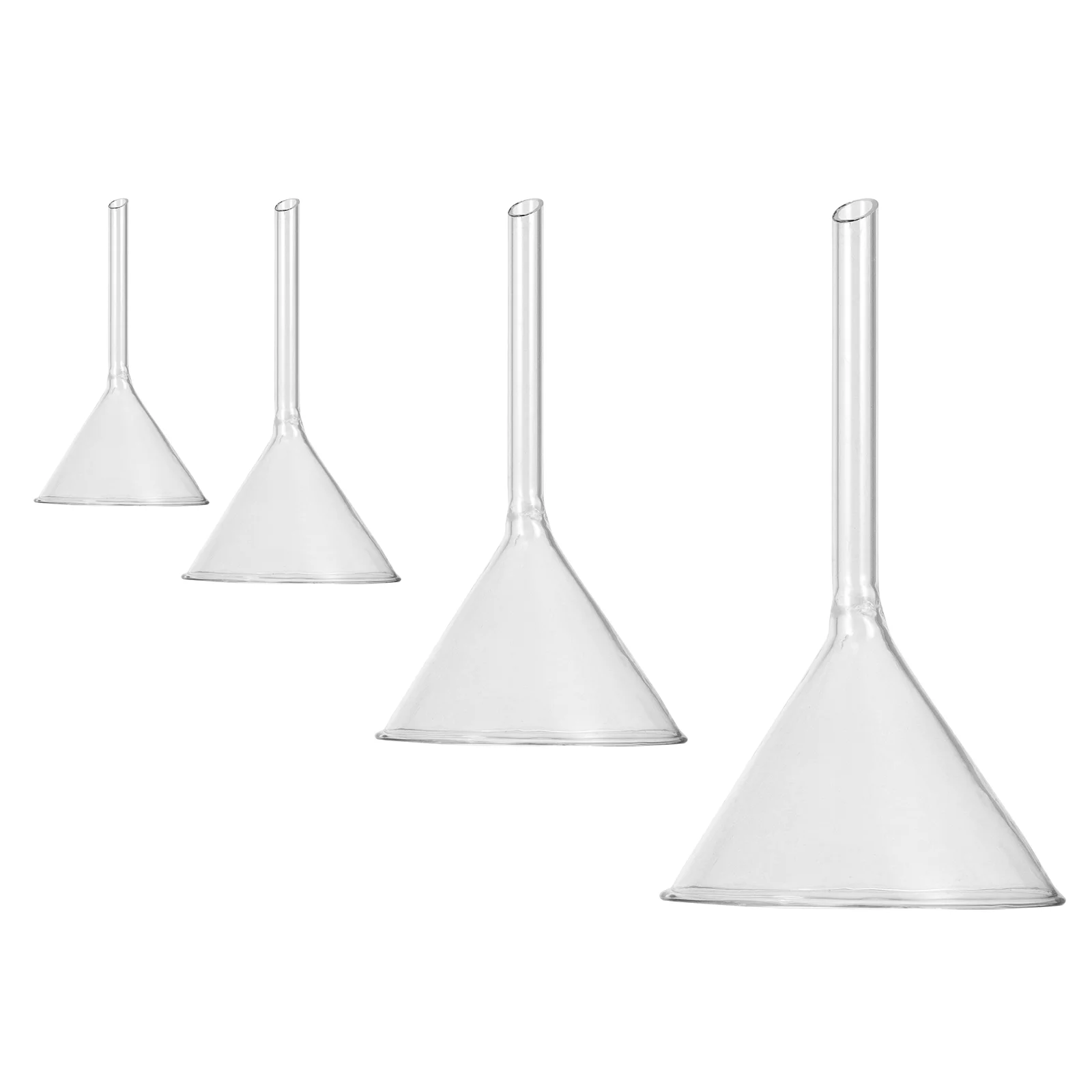

4 Pcs Funnel Powder Temperature Resistant Tool Short Neck Science Experiments Glass Labs Equipment