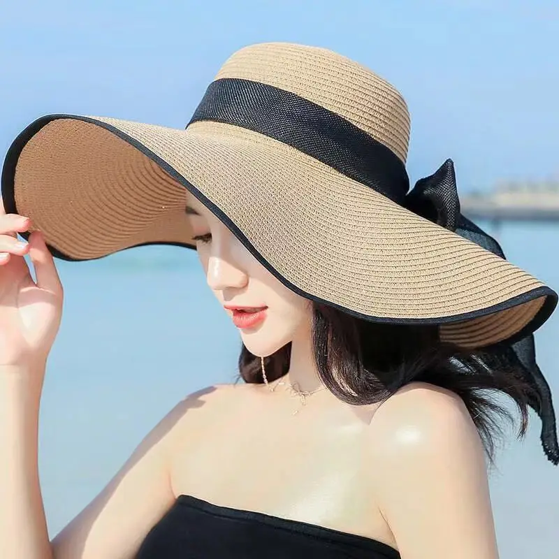 

Summer beach straw hat female Korean version tide seaside big brim sunscreen sunshade sun vacation wild big-brimmed cool hat