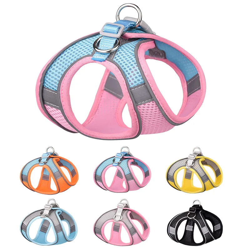 Pet Harness Vest With Leash Reflective Nylon Dog Cat Harness Collars Breathable Adjustable Chest Strap For Small Dogs Chihuahua