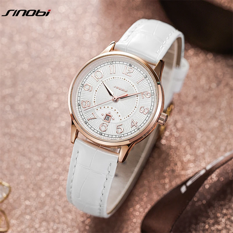 SINOBI Fashion Leather Strap Women Watches Calendar Woman's Quartz Wristwatches Top Luxury Clock For Lady Relogio Dropshipping enlarge