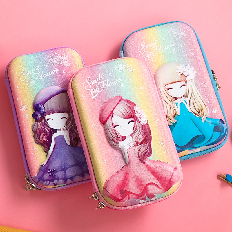 Kawai Pencil Case Luminous Waterproof EVA Pencil Case Pencil Pouch For Girl Big Capacity Girl School Organizers And Storage