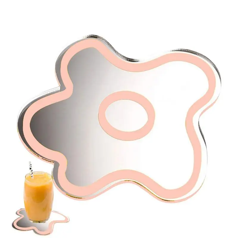 

Coasters For Drinks Heat-resistant Flower Shape Acrylic Mirror Coasters For Drinks Beautiful Protective Coffee Coaster For