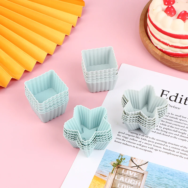 

New Silicone Mold Cupcake 6pcs Cake Muffin Baking Bakeware Nonstick Heat Resistant Reusable Silicone Hear Cup Cake Molds DIY