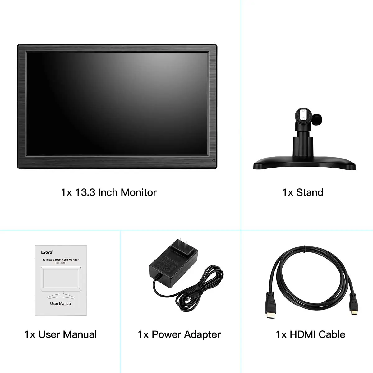 Внешний монитор Eyoyo EM13H, 13,3 дюйма, HDMI, 1920x1080, 16: 9, ЖК-дисплей VGA с громкоговорителем для ПК, ноутбука, компьютера, системы видеонаблюдения (art.: 3920c2c0cdbfb) - 3920c2c0cdbfb