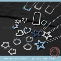 simple and luxurious silver necklace s925 five pointed star heart shaped geometric rectangular earrings monaco jewelry