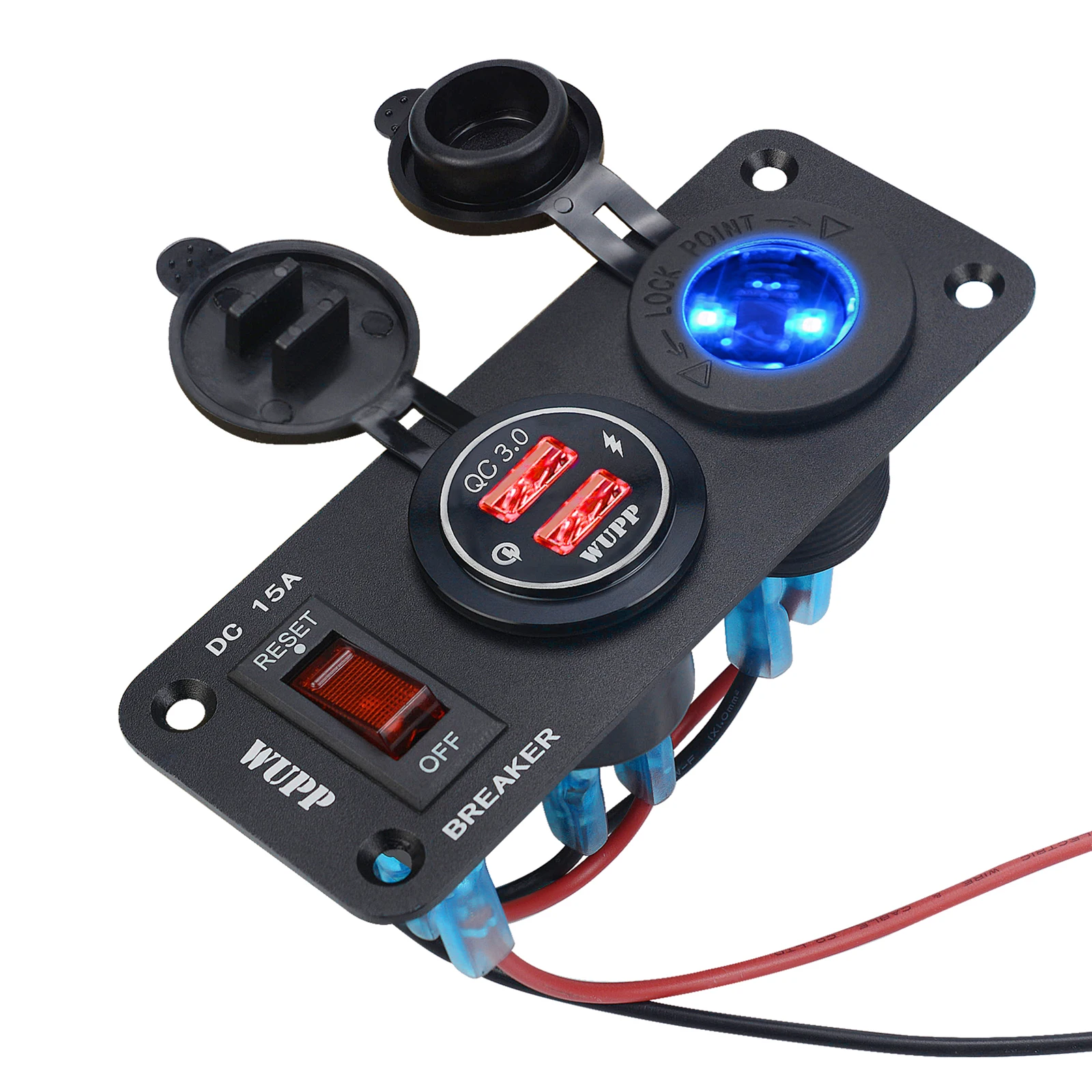 

12V Digital Voltmeter Switch Panel QC3.0 Fast Phone Charging Car Cigarette Lighter Socket Dual USB Socket Charger For Boat Truck