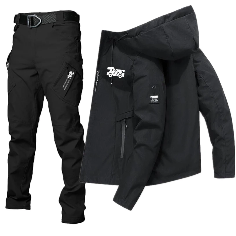 

2023 Logo Spring and Autumn New Men's Set Outdoor Camping and Climbing Jacket Breathable and Waterproof Clothing 5XL