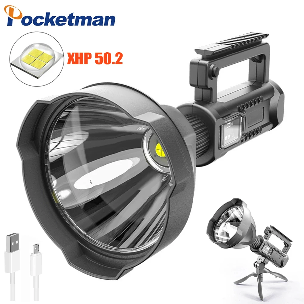

Brightest LED Portable Spotlights Flashlight Searchlight With P50.2 Lamp Bead Mountable bracket Suitable for expeding Patrolling