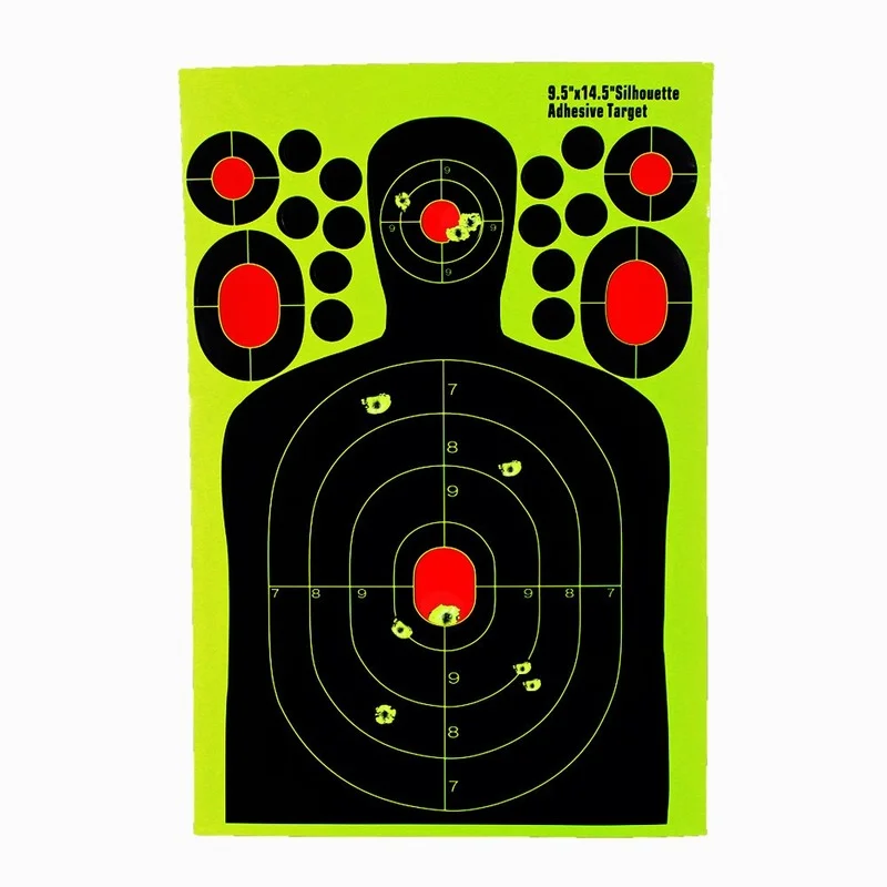 Pegatinas adhesivas para pistola de reactividad, accesorios de entrenamiento y caza, papel objetivo de disparo, 9,5 pulgadas, 5 unidades por juego