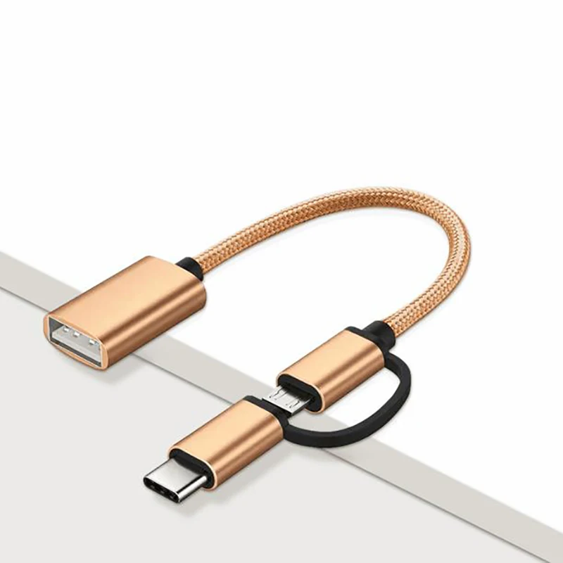 

2 in 1 Type-C OTG Adapter Cables for Huawei Samsung S10 Xiaomi Mi Android MacBook Mouse Gamepad Tablet PC Type C Micro USB Cable