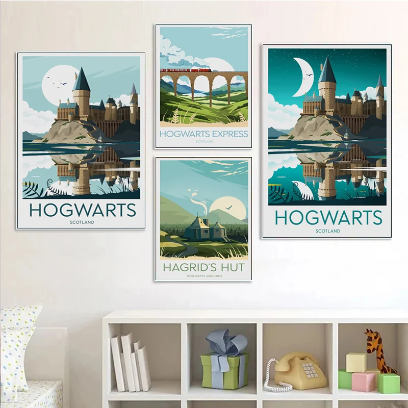 Постеры и принты в виде замка хогварта из классического фильма Картина на холсте