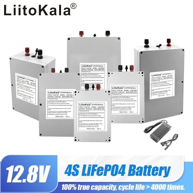 LiitoKala 12V 20Ah 35Ah 40Ah 50Ah 60Ah LiFePO4 Rechargeable Battery Pack 12.8V Life Cycles 4000 with Built-in BMS Protection