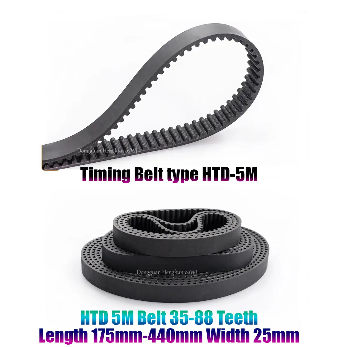 

HTD 5M Timing Belt 175-200-300-400-440mm Length 25mm-Width 5mm-Pitch Rubber Pulley Belt HTD5M Teeth 35T-88T Synchronous Belt