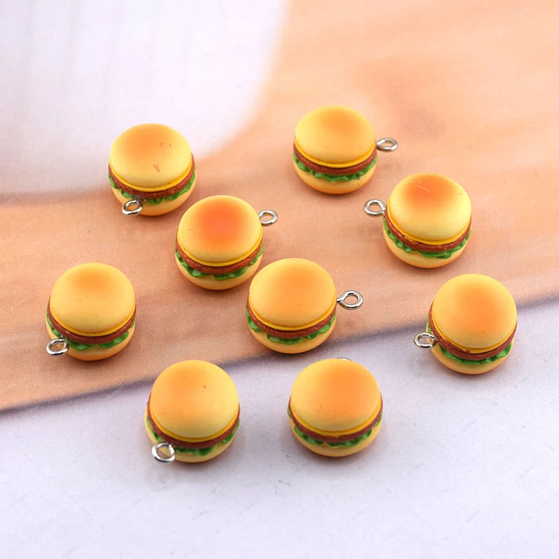6 шт. 3D маленькие шармы из гамбургера имитация еда подвеска аксессуары сделай сам