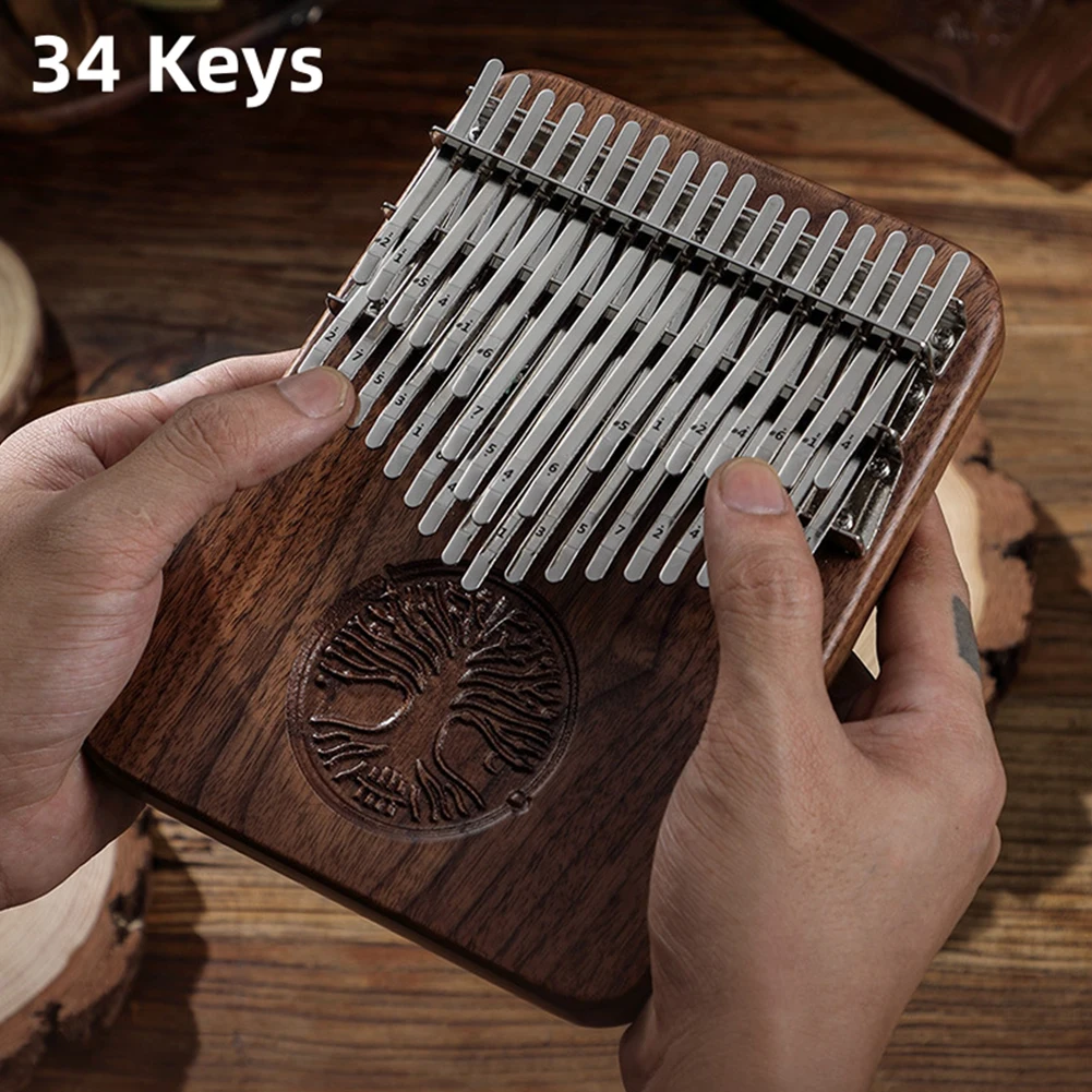 34 Key Kalimba Thumb Piano B Tuned Black Walnut With Pickup Bag Musical Gift Set Black Walnut Solid Wood For Performance Gifts enlarge