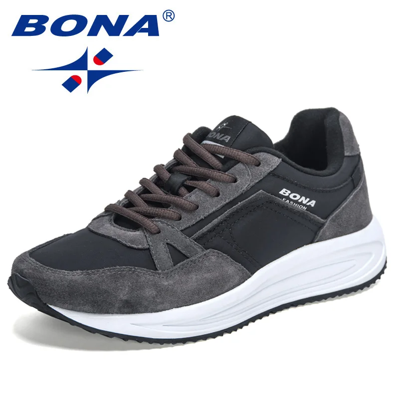 BONA 2022 New Designers Comfortable Fashion Suede Mesh Vulcanized Lace-Up Shoes Men Casual Sneakers Walking Footwear Mansculino