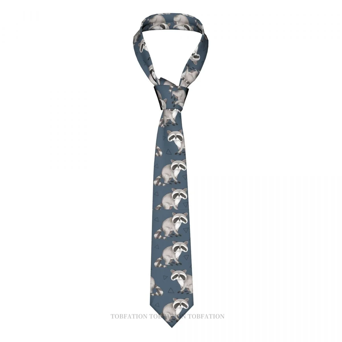 

With Triangles Print Ties Raccoon Casual Unisex Neck Tie Shirt Decoration Narrow Striped Slim Cravat