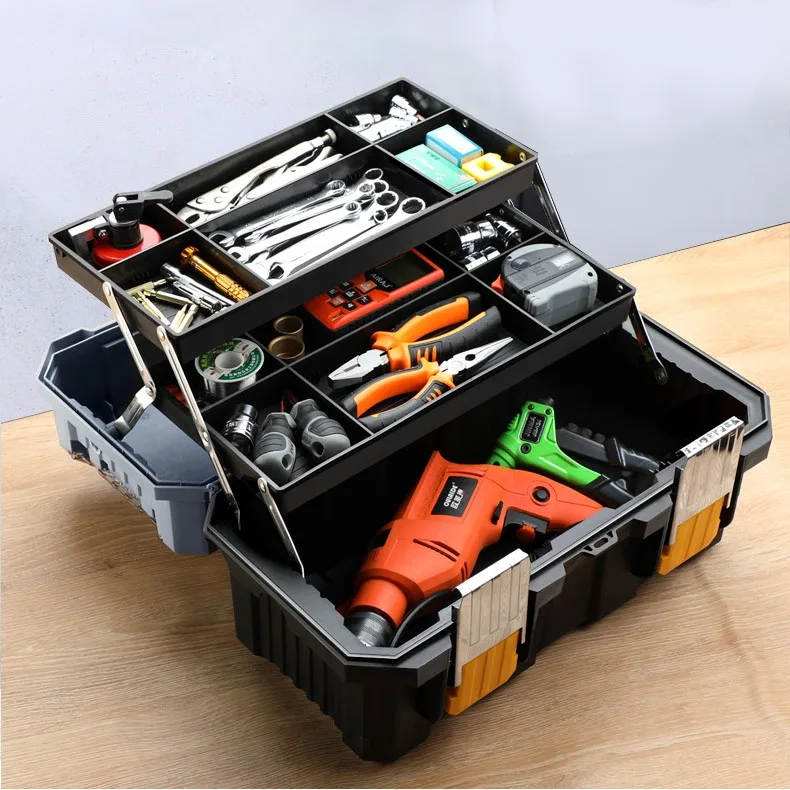 Compact Multi Plastic Tool Case Stackable Portable Storage Tools Box Professional Organizer Boite A Outils Home Repair DK50TB
