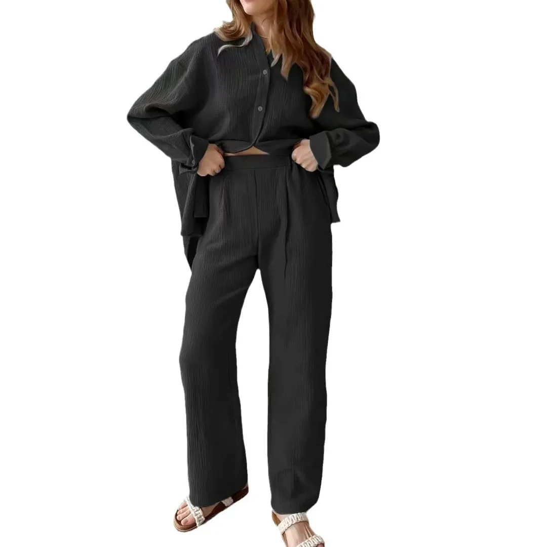 Женский 2029 новый двухслойный удобный повседневный костюм из 100% хлопка пряжи Zou