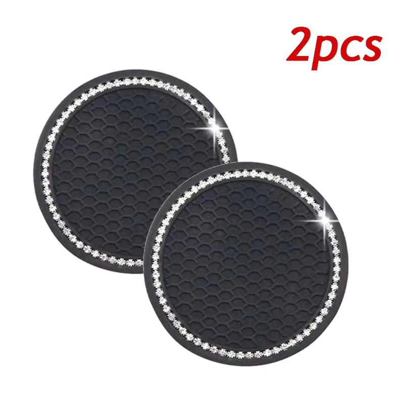 

Автомобильный нескользящий коврик для чашки с водой, декор со стразами и бриллиантами, резиновый круглый коврик, подстаканники, противоскользящие силиконовые подушечки, автоаксессуары