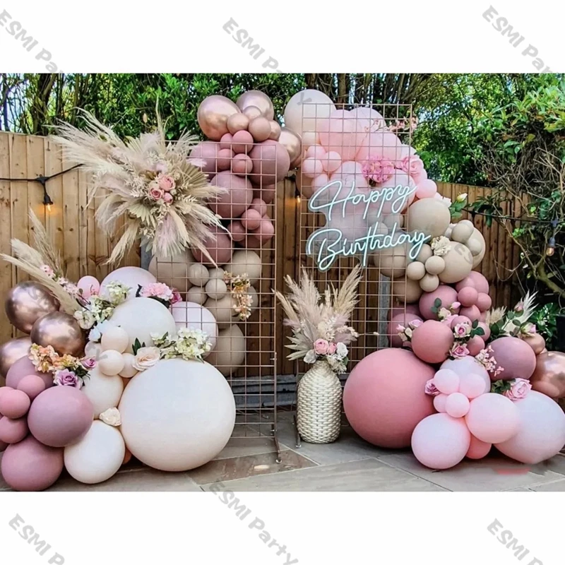 Doubled Dusty Pastel Latex Balloons Set Bridal Shower Wedding Garlan Decoration Double-layer Beige Balon For Birthday Theme Deco