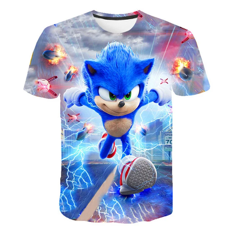 

Super Sonic Boys Girls Cartoon Tshirt Young Children's Harajuku Clothing Kids Summer Harajuku T-shirt Unisex 3-14 Year Tops