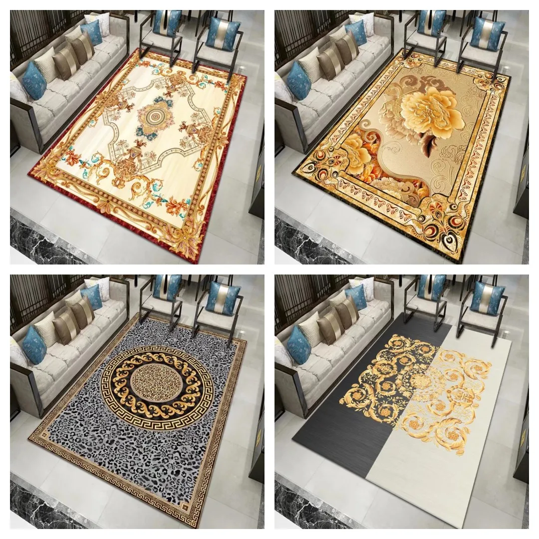 

Декоративный золотой ковер для гостиной, домашний ковер в европейском стиле для дивана, прикроватного журнального столика, напольный коврик, роскошный ковер для спальни, туалетной комнаты, гостиной