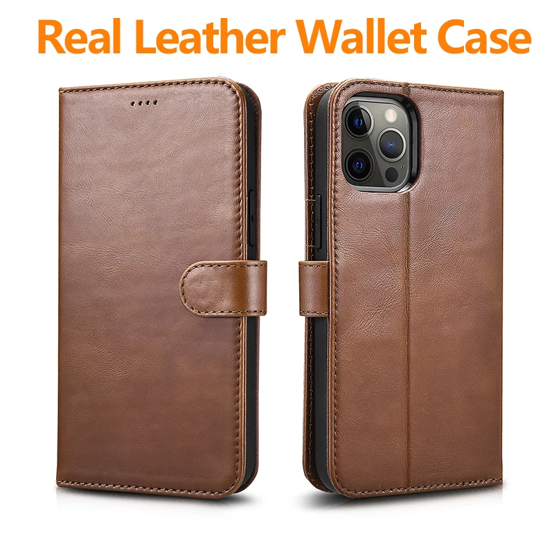 

Роскошный Съемный чехол-кошелек из натуральной кожи для iPhone 12 Pro Max, защитный флип-чехол 2-в-1 для iPhone 12 Mini