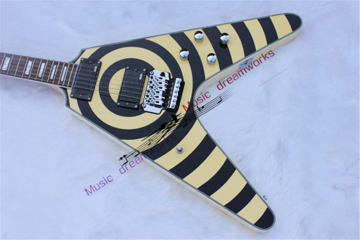 

Flying V-type electric guitar aircraft, Floyd Rose Tremolo double Shake Zack guitar, support custom