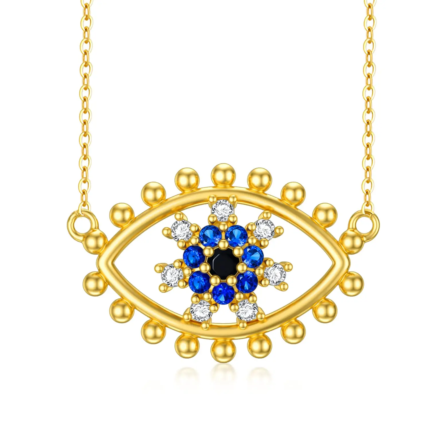 

YFN 14K ожерелье из настоящего золота с изображением сглаза для женщин желтое золото на удачу ожерелье с изображением сглаза ювелирные издели...