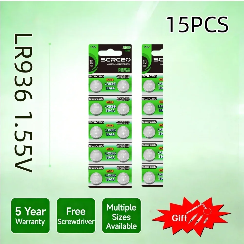 Фото Батарейка-таблетка 1.55V 2-30 шт. AG9 56мАч LR936 394 SR936SW CX194 LR45 G9A 194 394A SR936 L936F для часов, игрушек, пультов ДУ №4