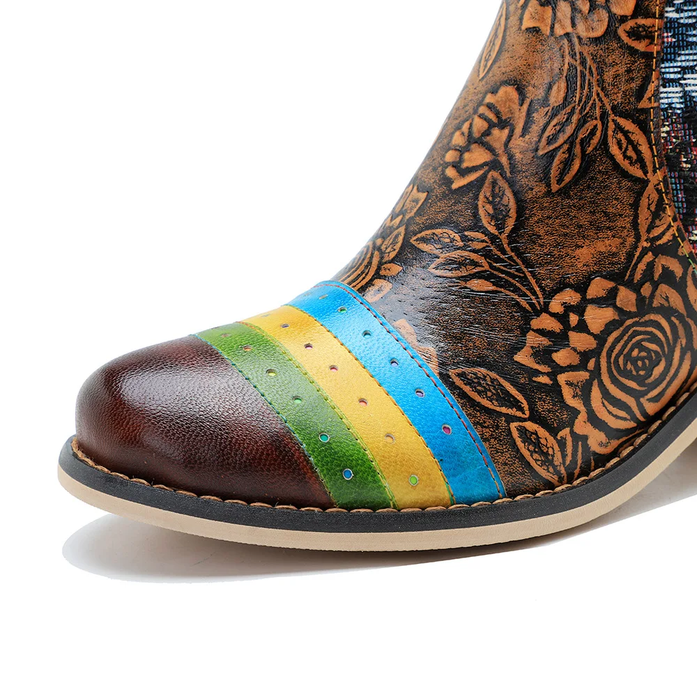 Socofy Raffan винтажные повседневные удобные женские ботинки из натуральной кожи