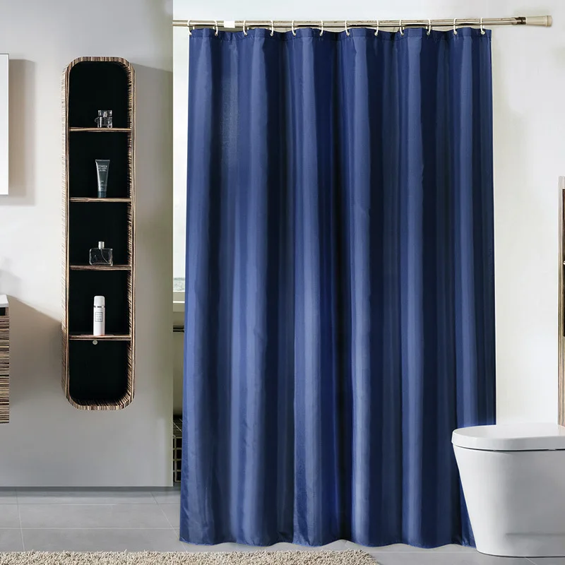 

Solid Color Shower Curtains Blue New Bath Curtain Bathroom High Quality Comfortable Waterproof with 12pcs Plastic Hooks