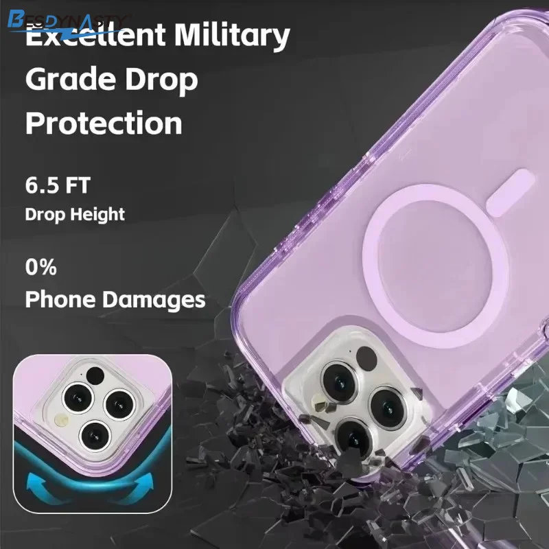 Фото Противоударный прозрачный чехол Rugged OTT Armor с магнитной беспроводной зарядкой для iPhone 17 Air 16 15 14 Plus 13 Pro Max №5