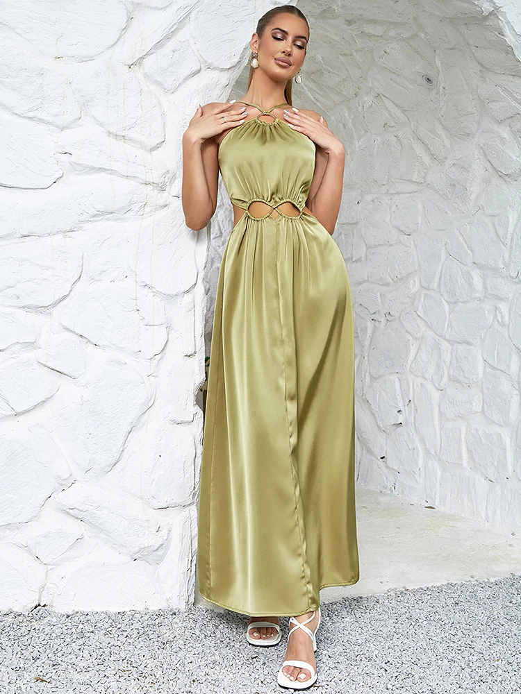 

Платье женское длинное атласное без рукавов, пикантное Модное Элегантное облегающее вечернее платье с блестками в Звездном стиле, лето