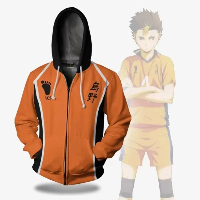 אורim Мужская куртка Haikyuu Karasuno High School Волейбольный клуб Hinata Shyouyou Толстовка с