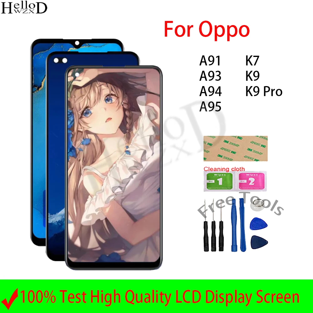 Original For Oppo K7 K9 K9 Pro LCD Display For Oppo A91 A93 A94 A95 LCD Display Touch Screen Digitizer Assembly Replacement