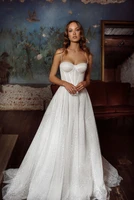 a line spaghetti straps glitter wedding dresses sleeveless open back bridal gowns for women vestido de novia custom made 2022