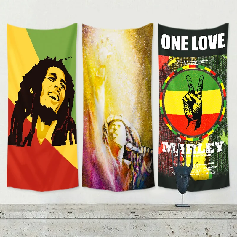 

Bob Marley Jamaican Reggae rock music poster flag banner wall sticker cloth art hanging painting tapestry bar cafe home decor