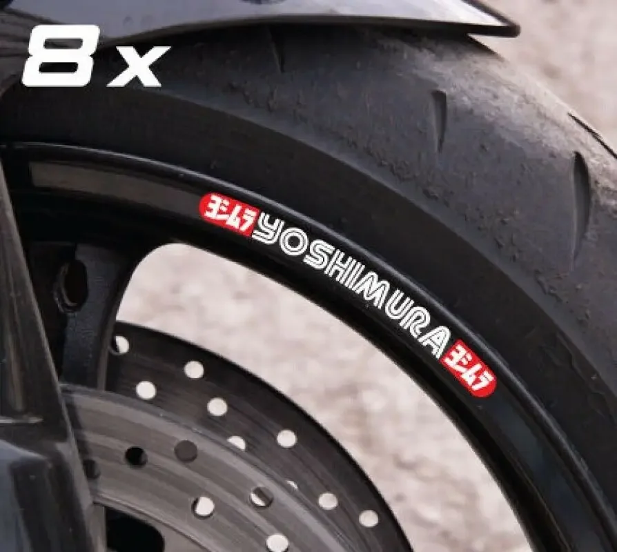 

8 X Yoshimura наклейки на колеса мотоцикла, виниловые наклейки на обод, ламинированные для колес 16, 17, 18, 21 дюйма для Honda Suzuki Vespa