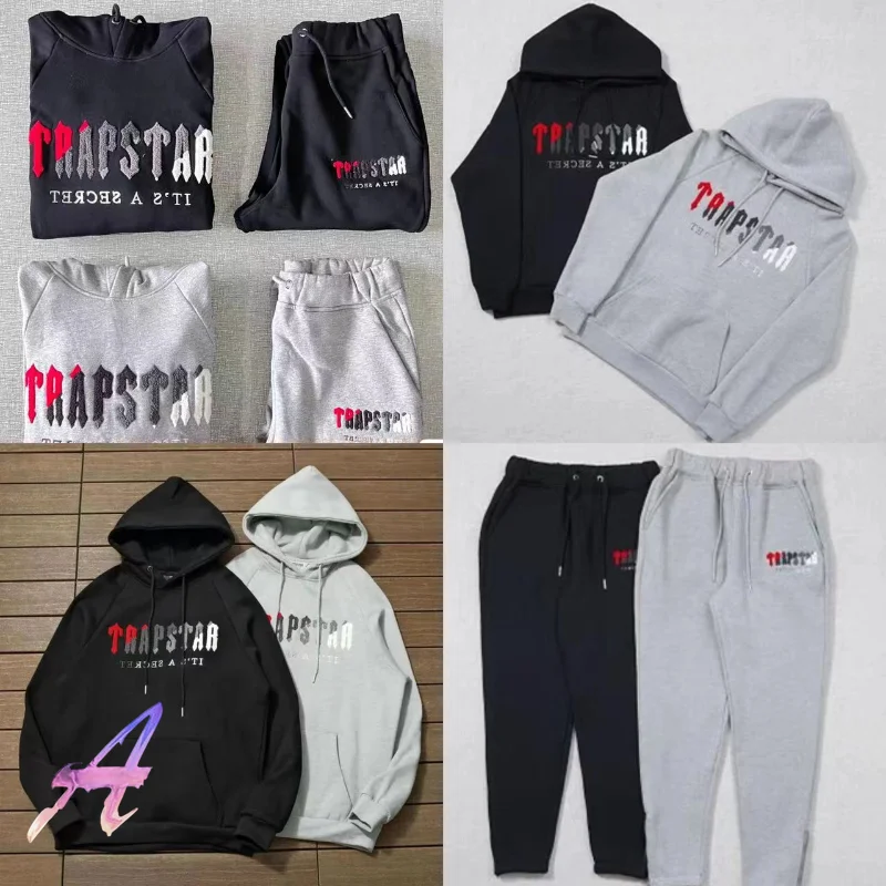 

Trapstar Hoodie Sweatshirts Set Colorful Embroidery Flocking Logo Fleece Men Women Tracksuit Suit