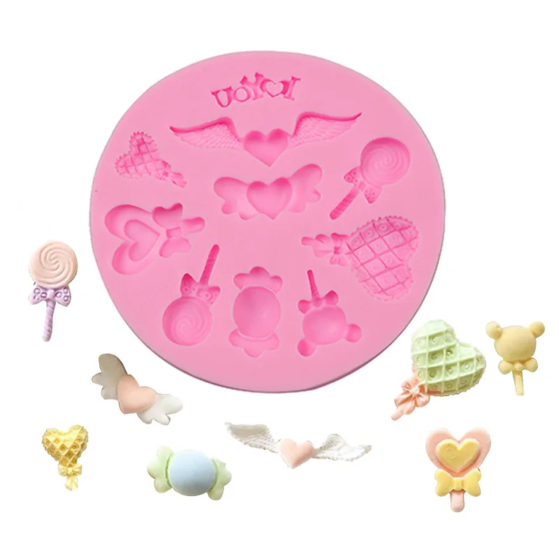 

Lollipop Silicone Mold Angel Wing Bow Chocolate Fondant Cake Mold Decorate DIY Candy Biscuit Baking Tool Kitchen Bakeware