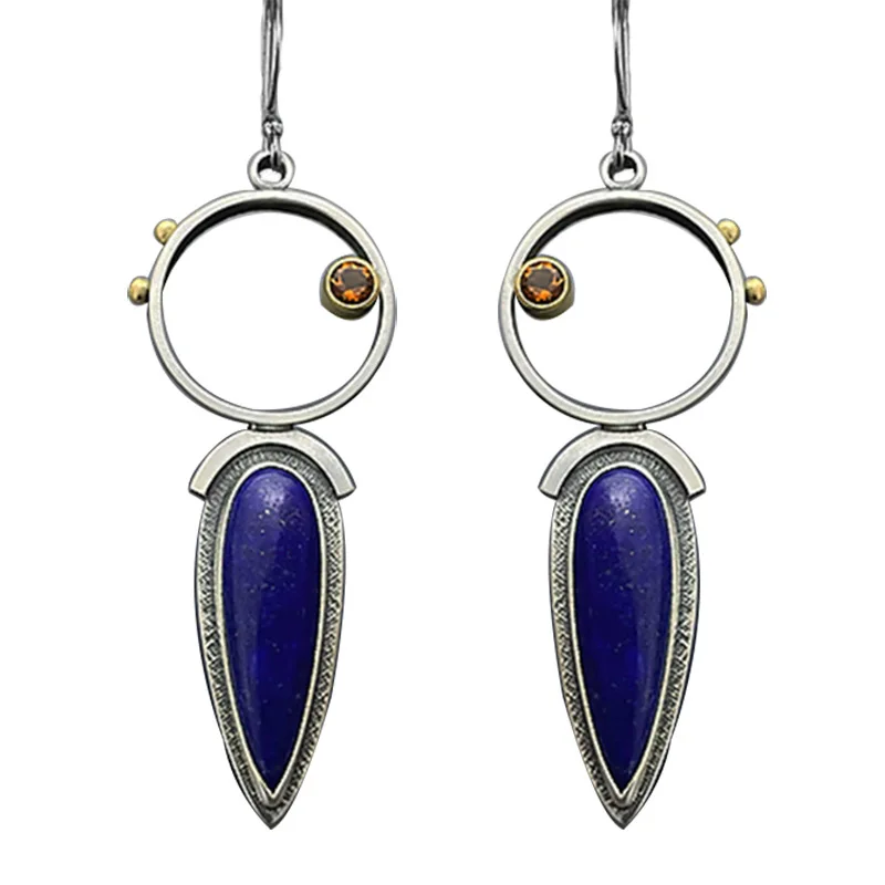 geometric lapis lazuli earrings Bohemian unique drop-shaped new earrings accessories wholesale earrings for women