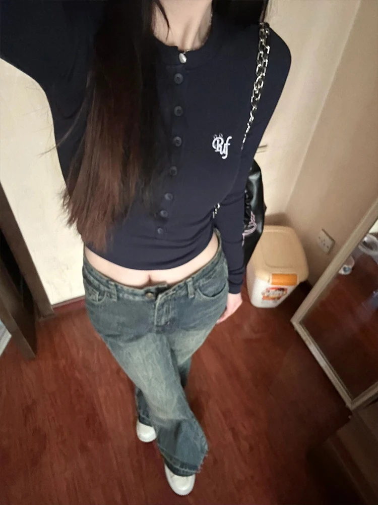 Plus Size Plus size women clothing 50.00kg Chubby Girl Retro High Waist Jeans Women's Loose All-Match Student Wide Leg ...