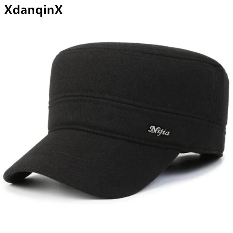 

2022 New Winter Men's Hat Plush Thickening Warm Military Hats Cold Proof Earmuffs Hat Men Flat Cap Trucker Hat Dad Keep Warm Cap