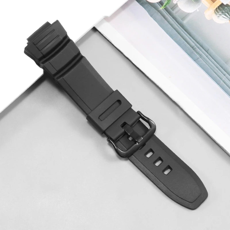 Фото Черный силиконовый ремешок для часов Casio MCW100H/110H/W-S220/HDD-S100/AE2000/2100, выпуклая интерфейсная пряжка, удобный для кожи ремешок №4