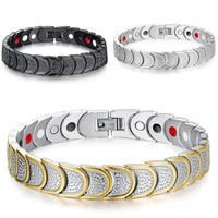 stainless steel bracelet for man balance energy healing negative ion magnetic power men bracelet hand chain drop shipping