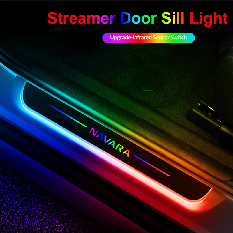 

USB Power Moving Car LED Welcome Pedal Acrylic Pathway Front Rear Threshold Light for Nissan Navara Decorative Strip Accessories