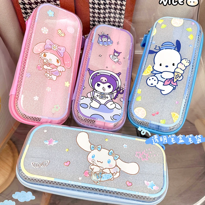 

22,5*10*4,5 см Sanrio мультфильм Kuromi Cinnamoroll студенческие пластиковые чехлы для карандашей Kawaii аниме Interlayer канцтовары сумка для подарков