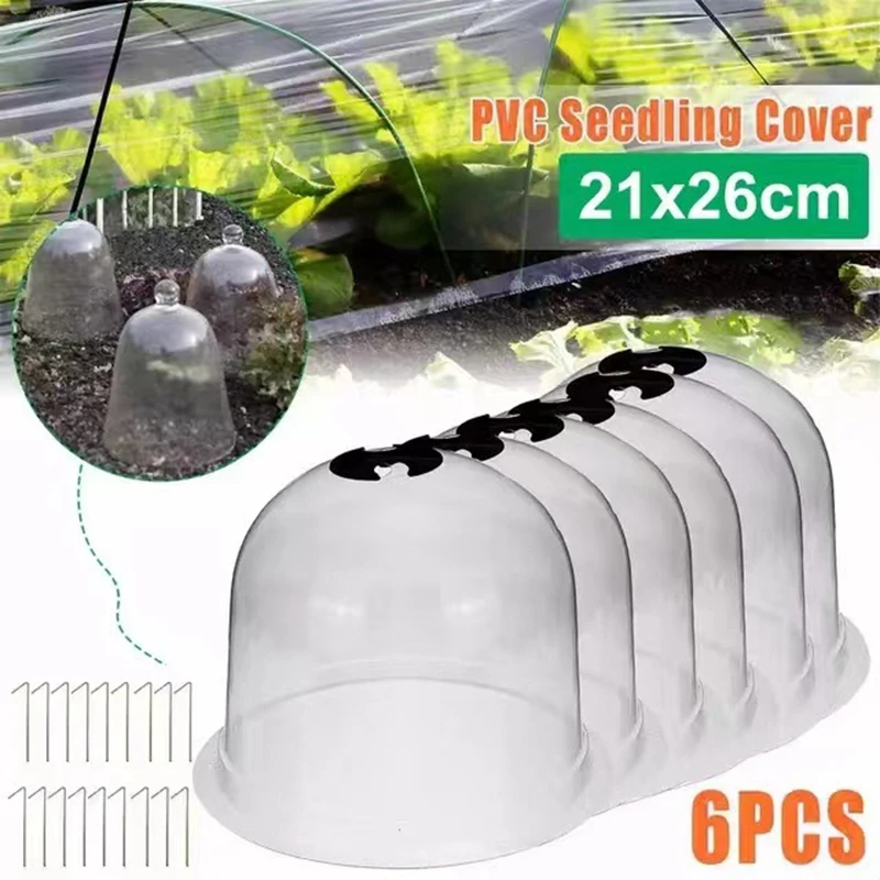 6PCS Reuseable Plastic Greenhouse Garden Plant Bell Cover Frost Guard Freeze Protection Dome